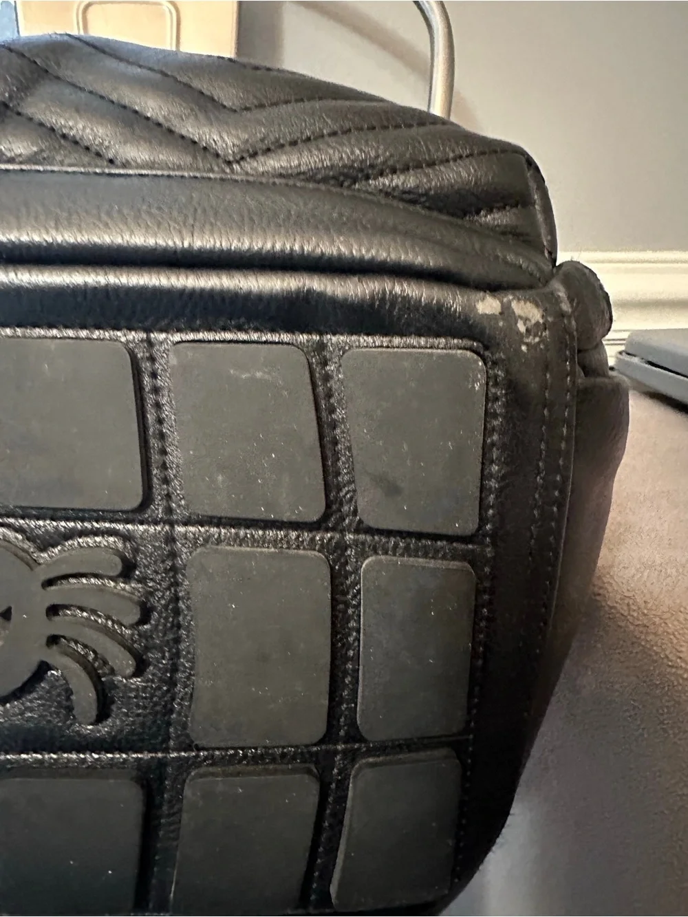 Itzy Ritzy Black Quilted Boss Backpack with Gold Hardware
